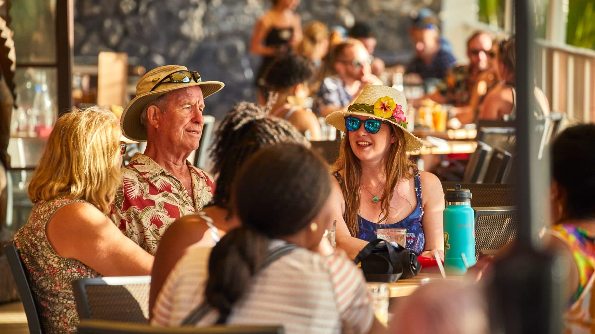 Guests enjoying dinner at Tiki's