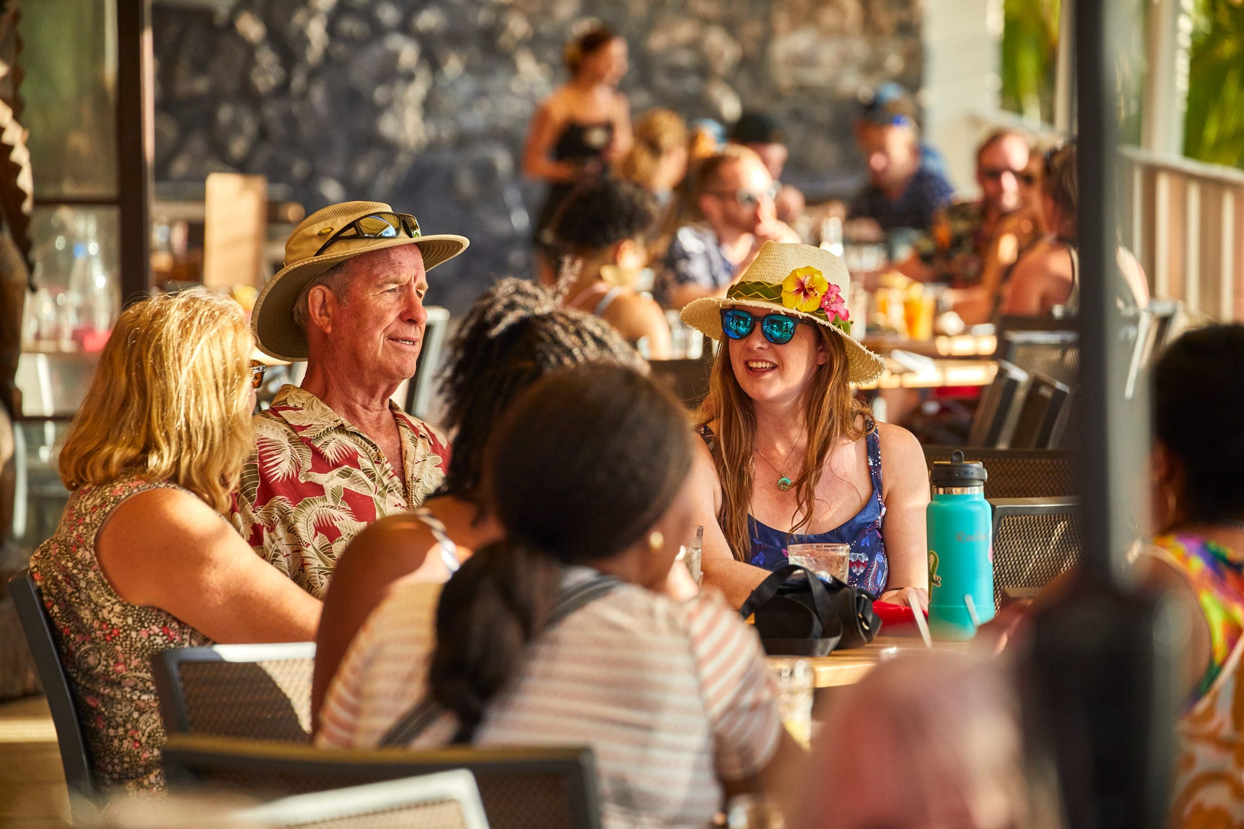 Guests enjoying dinner at Tiki's