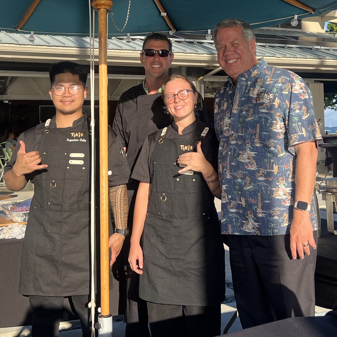 Chef Ronnie from Tiki's Grill & Bar cooking with local beef at an offsite catering event to support the Hawaii Agricultural Foundation.