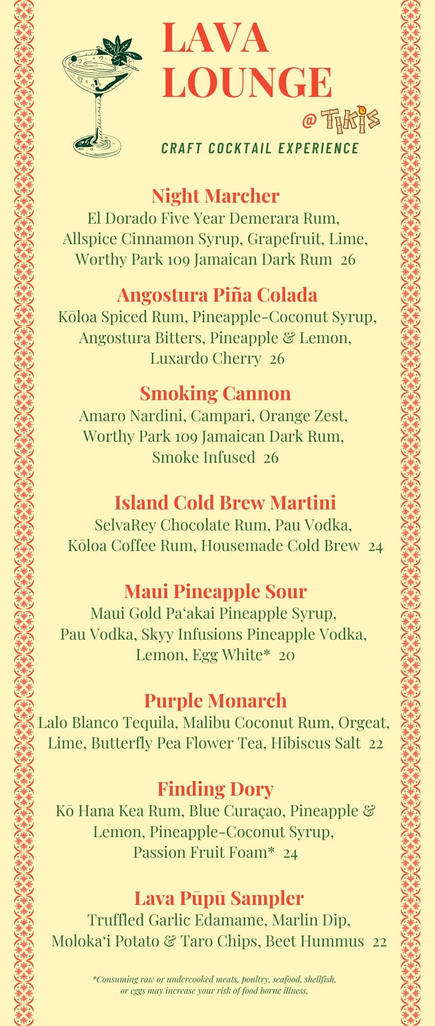 MENU Beyond the Glass: Perfect Pairings at The Lava Lounge Craft Cocktail Experience